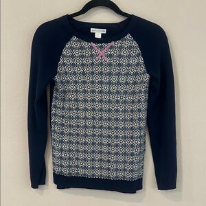 Garnet Hill Navy and White Patterned Sweater